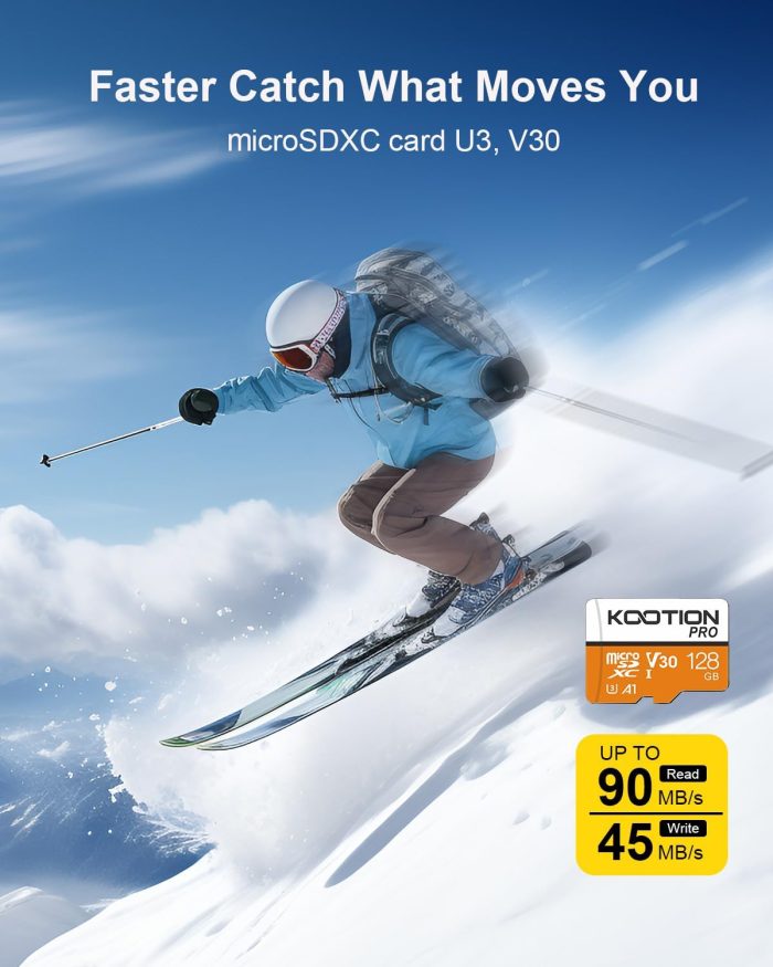 KOOTION 128GB Micro SD Card 3 Pack, UHS-I MicroSDXC Card for 4K Video Recording, U3, A1, V30, C10 TF Flash Memory Card with Adapter - Image 2