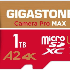 [5-Yrs Free Data Recovery] GIGASTONE 1TB Micro SD Card, 4K Camera Pro, R/W up to 150/130 MB/s, 4K Video Recording for GoPro, DJI, Drone, MicroSDXC Memory Card UHS-I U3 A2 V30, with Adapter