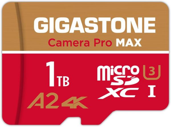 [5-Yrs Free Data Recovery] GIGASTONE 1TB Micro SD Card, 4K Camera Pro, R/W up to 150/130 MB/s, 4K Video Recording for GoPro, DJI, Drone, MicroSDXC Memory Card UHS-I U3 A2 V30, with Adapter