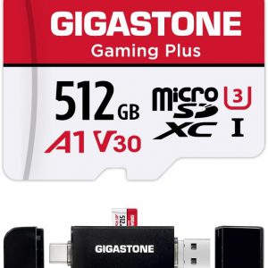 GIGASTONE 512GB Micro SD Card, Gaming Plus, MicroSDXC Memory Card for Nintendo-Switch, Wyze, GoPro, Dash Cam, Security Camera, 4K Video Recording, UHS-I A1 U3 V30 C10, up to 100MB/s, with Adapter