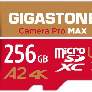 [5-Yrs Free Data Recovery] GIGASTONE 256GB Micro SD Card, 4K Camera Pro, A2 V30 for Smartphone, Gopro, Action Cams, 4K UHD Video, Nintendo-Switch Compatible, Up to 100MB/s, UHS-I U3 C10 with Adapter