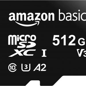 Amazon Basics Micro SDXC Memory Card with Full Size Adapter, A2, U3, Read Speed up to 100 MB/s, 128 GB, Black