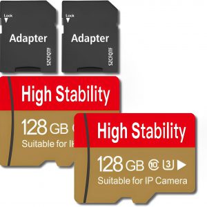 Memory Card, Micro TF Card U3 V30 4K UHD High Stability for Camera/Dash cam/Drone with Adapter (2 Pack) (128, GB)