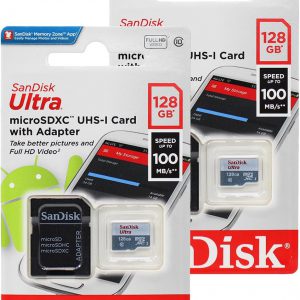SanDisk 128GB X2 (256GB) MicroSD HC Ultra Uhs-1 Memory Card