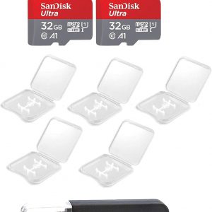 SanDisk Ultra 32GB Micro SD SDHC Memory Flash Card (5 Pack) UHS-I Class 10 SDSQUAR-032G-GN6MN Wholesale Lot Bundle with 5 Plastic Jewel Cases and Everything But Stromboli Card Reader