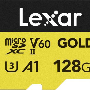 Lexar 256GB Professional Gold Micro SD Card, UHS-II, C10, U3, V60, A1, Full HD, 4K, Up to 280/180 MB/s microSDXC Memory Card, for Drones, Action Cameras, Portable Gaming Devices (LMSGOLD256G-BNNNG)