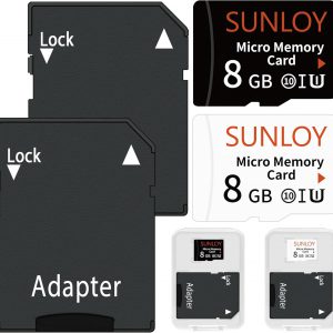 2 Pack 8GB Micro SD Card with SD Adapter, UHS-I Flash Memory Card - C10, U1, A1, Full HD, High Speed TF Card for Gaming Console, Tablet, Drone, Camera, Smartphone, Car Audio
