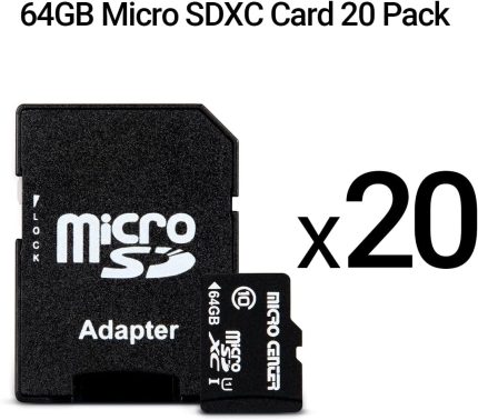 Micro Center 64GB Class 10 MicroSDXC Flash Memory Card with Adapter for Mobile Device Storage Phone, Tablet, Drone & Full HD Video Recording - 80MB/s UHS-I, C10, U1 (5 Pack) image 1
