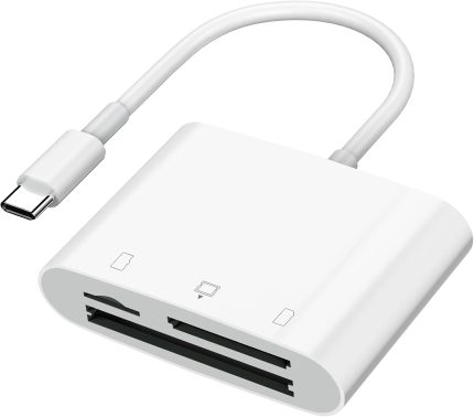 SD Card Reader USB C for iPhone 15/Android Phone/iPad/Mac/Laptop, Three Card Slot Micro SD Card Reader Supports SD Micro SD CF Card, Digital Camera Viewer Memory Card Reader Plug and Play image 0