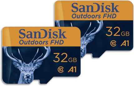 SanDisk 32GB 2-Pack Outdoors FHD microSDHC UHS-I Memory Card with SD Adapter (2x32GB) - Up to 100MB/s, Full HD, C10, A1, Trail Camera Micro SD Card - SDSQUNR-032G-GN6VT
